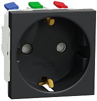 Розетка с заземлением без рамки Schneider Electric Unica Modular 1-м. шторки антрацит картинка